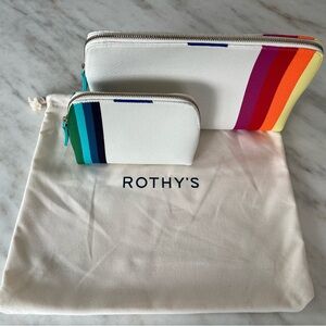 Rare! New Rothys Candy Stripe Vanity Set in Pink & Green